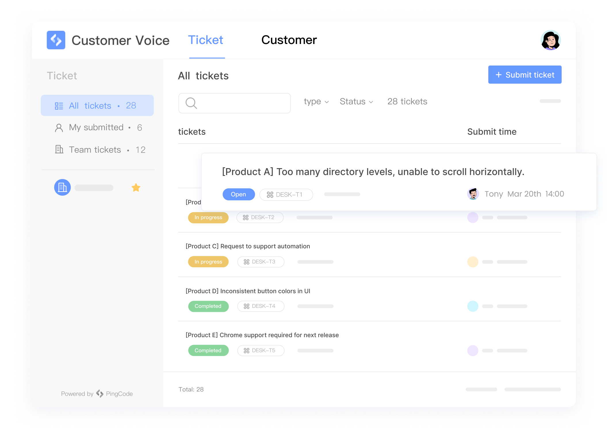 Customer feedback and collection